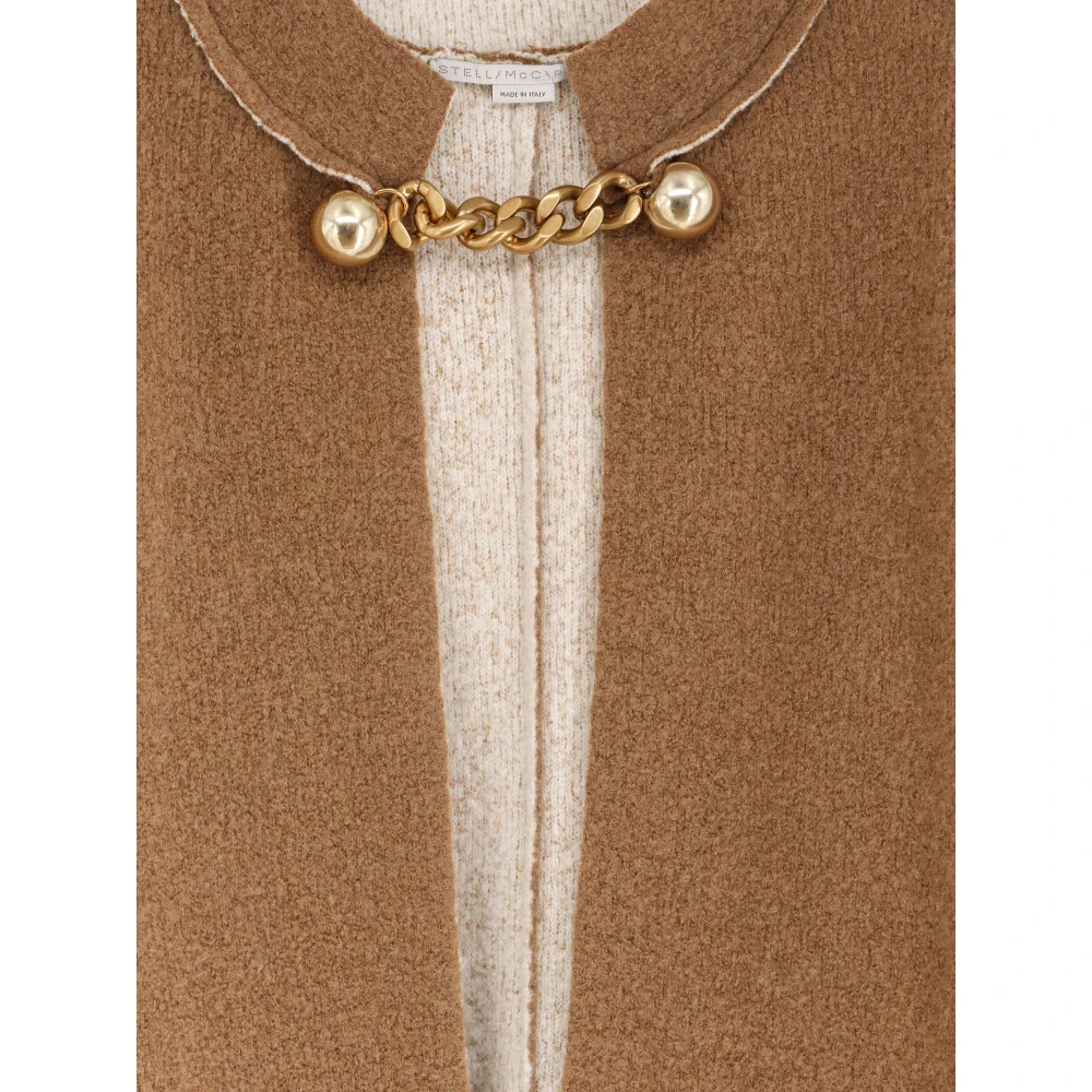 Stella Mccartney Wollen cape met metalen details Brown Dames