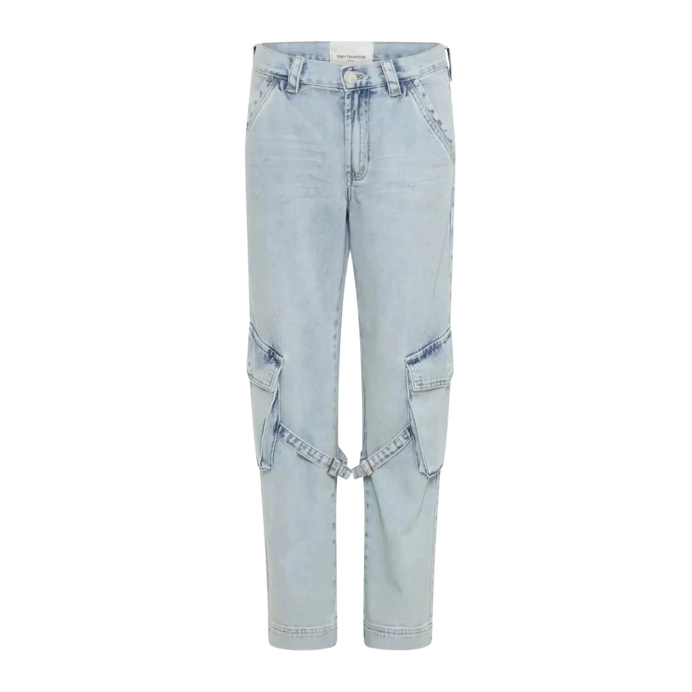 One Teaspoon Blue Cargo Style Women's Jeans - Female - Straight Fit Jeans - W27 - Jeans