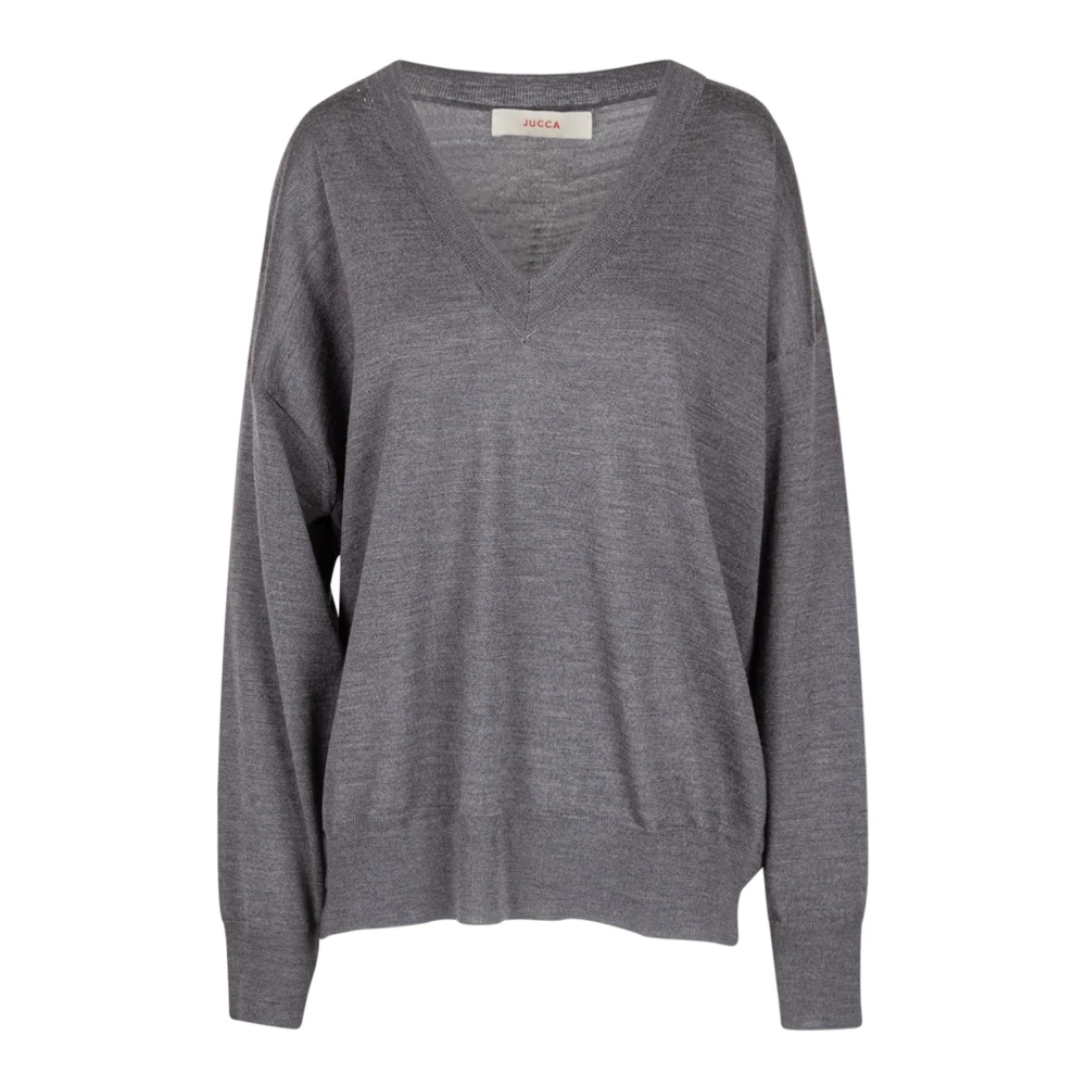 Jucca Wollen V-hals trui Gray Dames