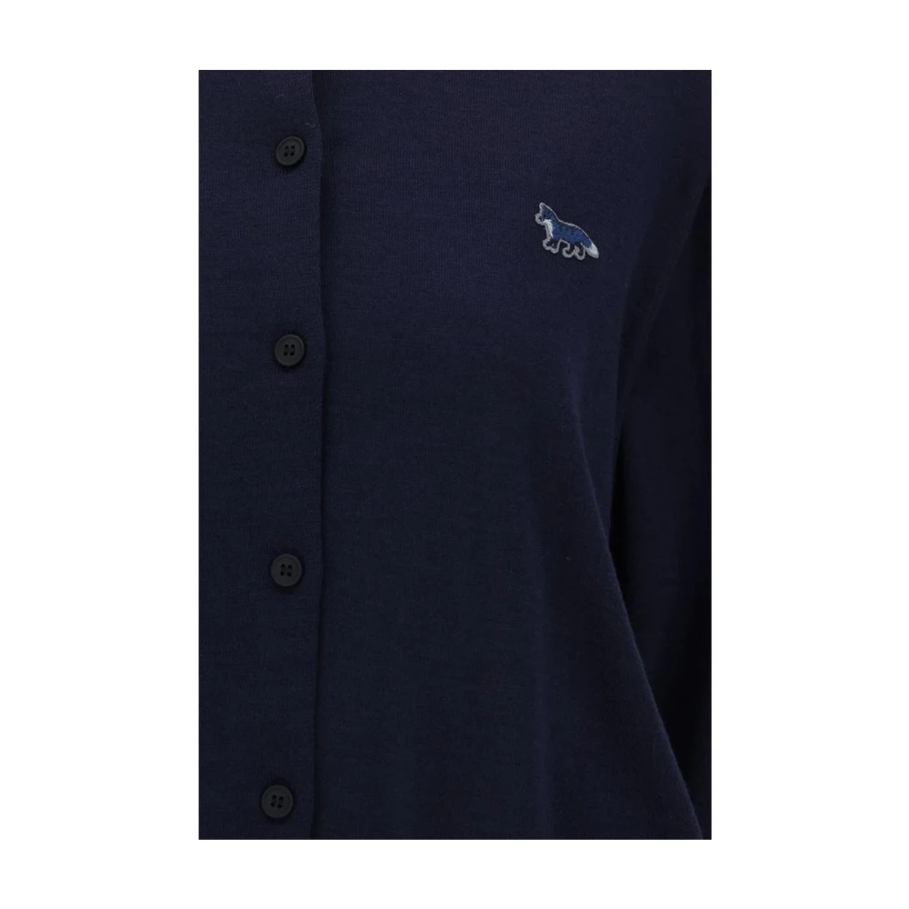 Maison Kitsuné Blauwe Gebreide Vest Blue Dames