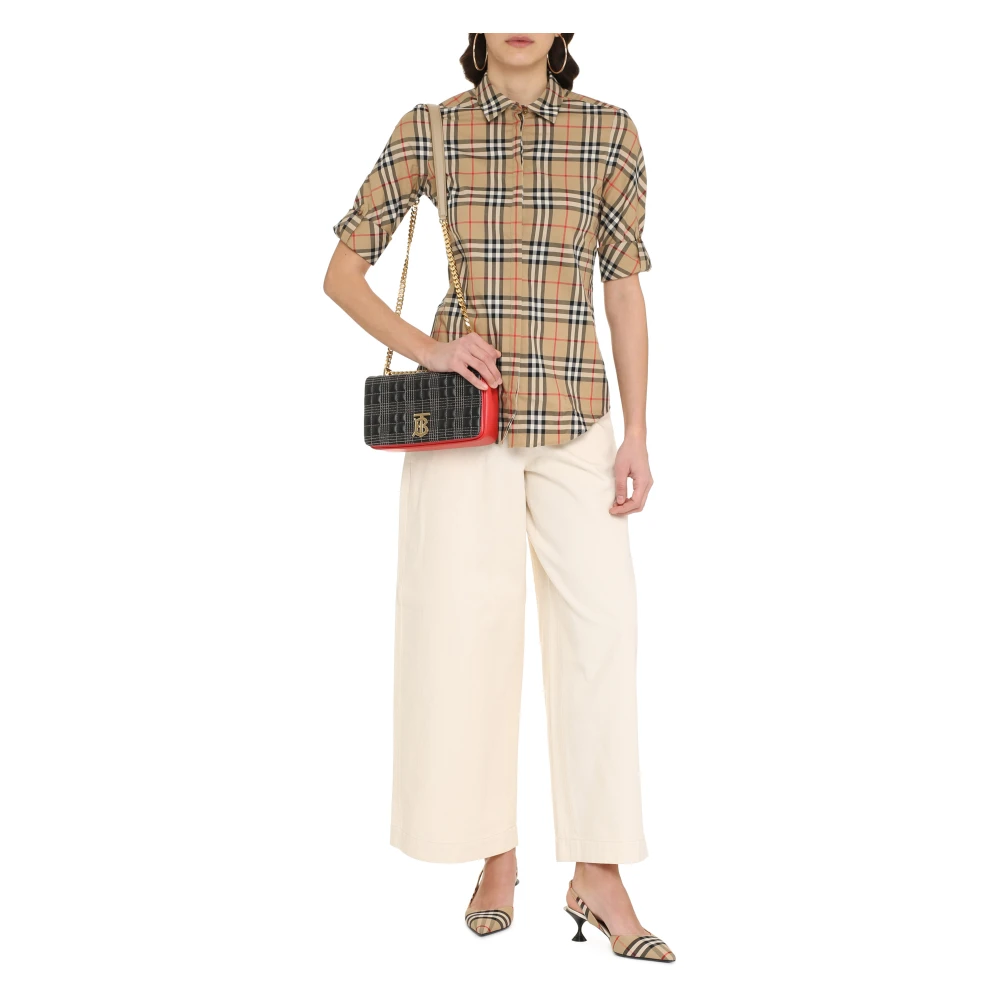 Burberry Geruite katoenen overhemd Beige Dames