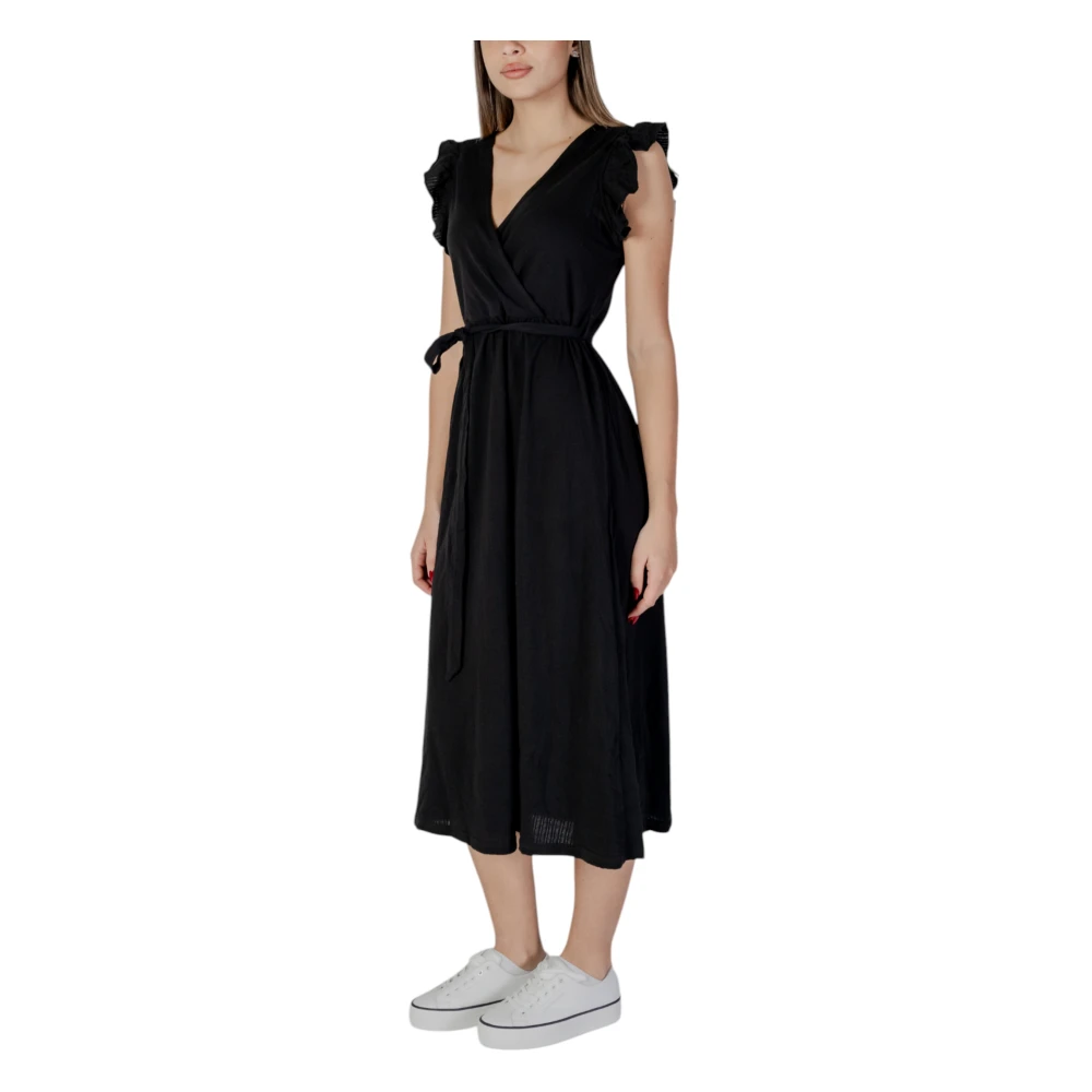 b.Young Lente Zomer Dames Katoenen Jurken Collectie Black Dames