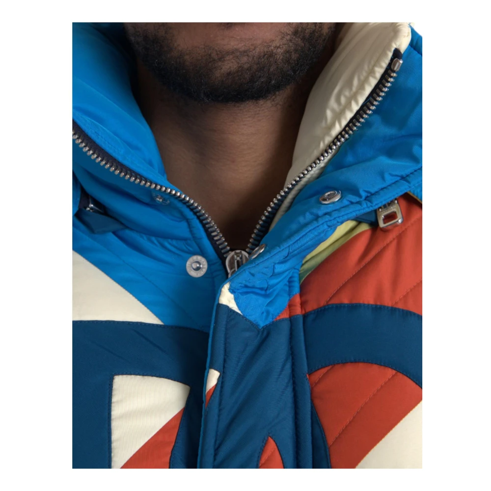 Dolce & Gabbana Multicolor Logo Patch Puffer Jas Heren Multicolor Heren