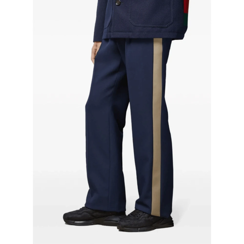 Gucci Marineblauwe Broek met Fluweelrand Blue Heren