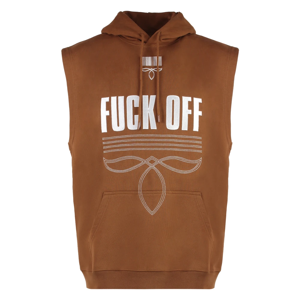 Vetements Geborduurde Katoenen Hoodie Brown Heren