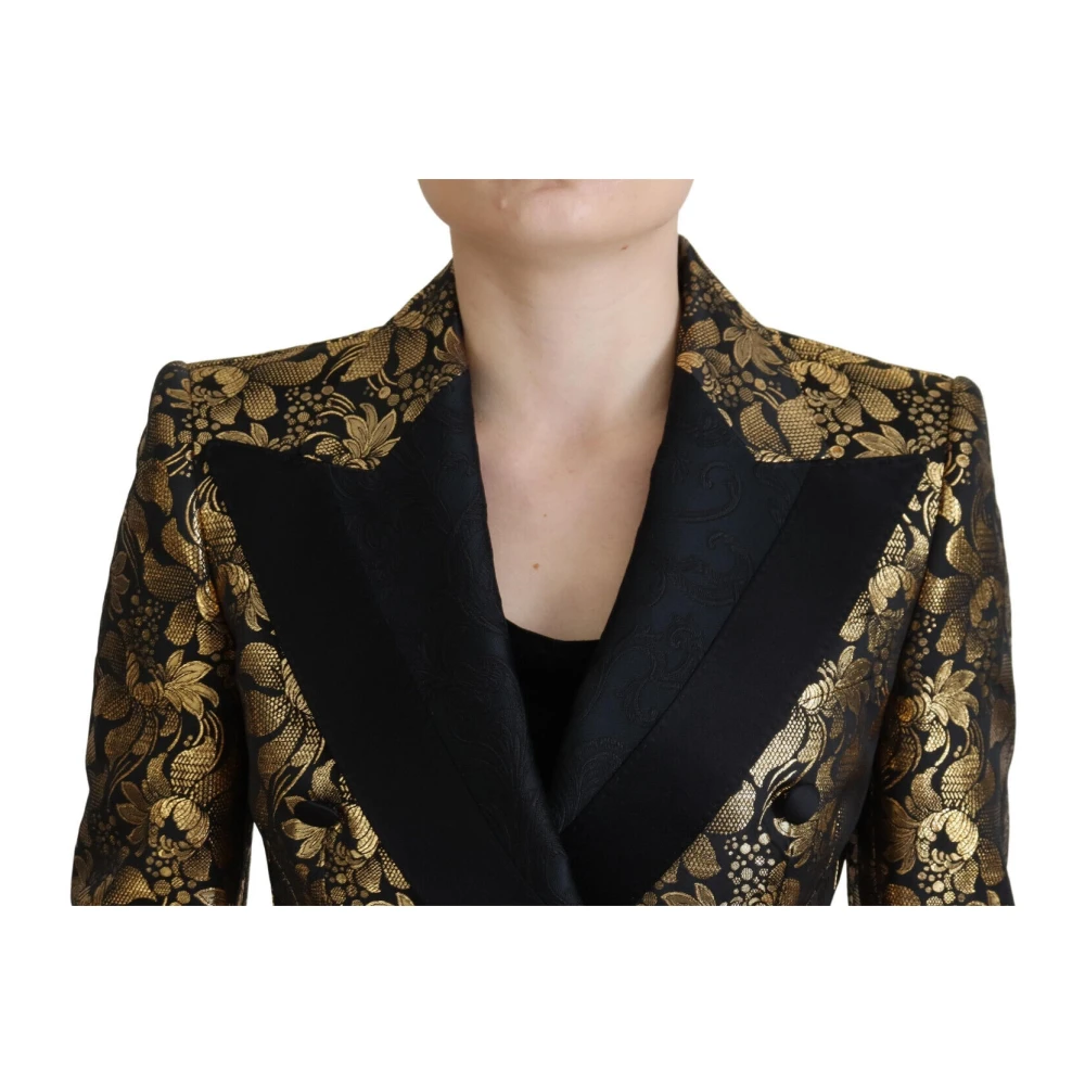 Dolce & Gabbana Elegante zwart-gouden bloemen jacquard blazer Black Dames