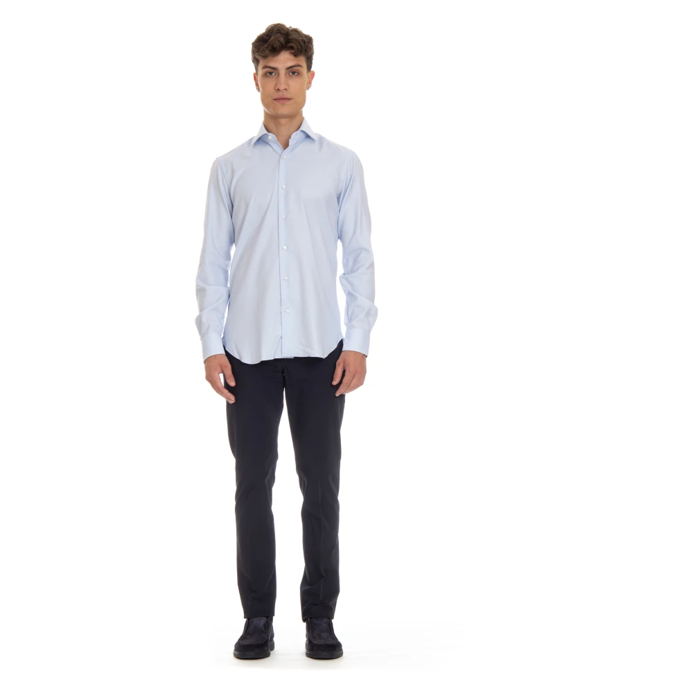 Barba Heldere Blauwe Oxford Overhemd Blue Heren