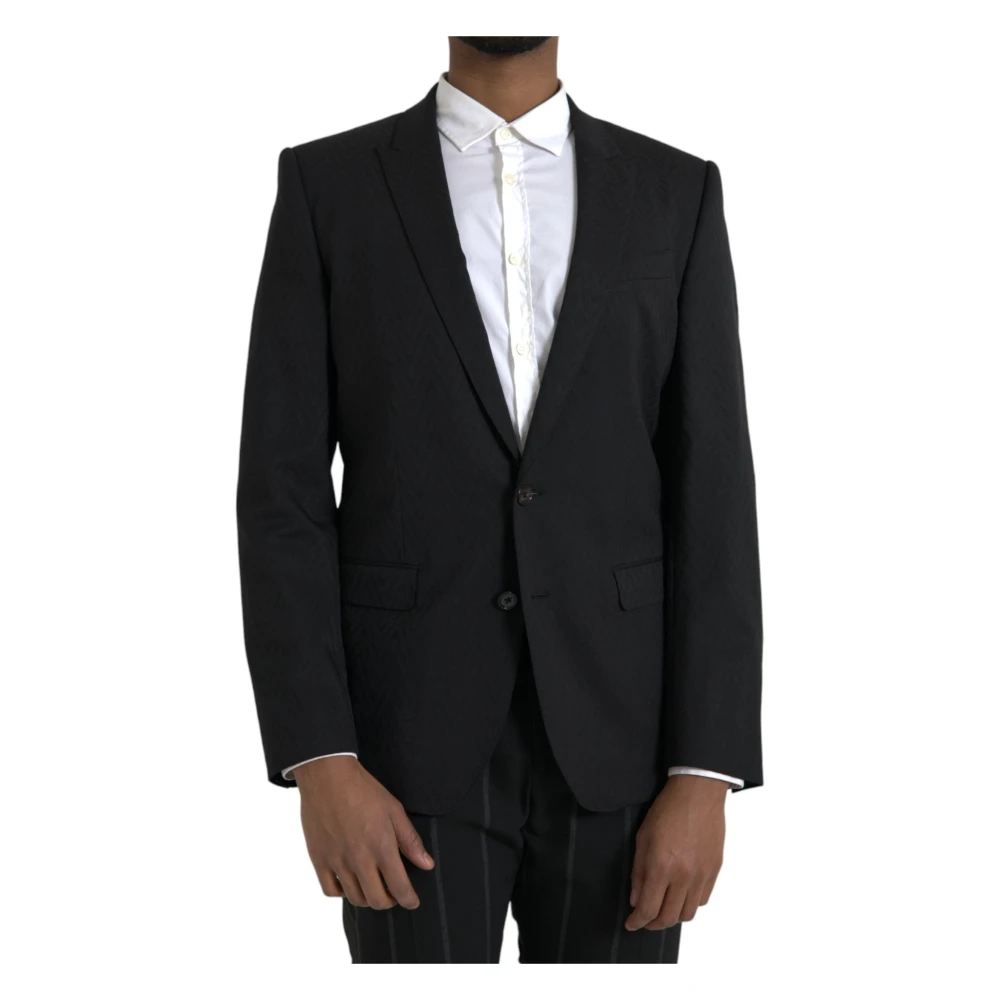 Dolce & Gabbana Zwarte Martini Slim Fit Blazer Jas Black Heren