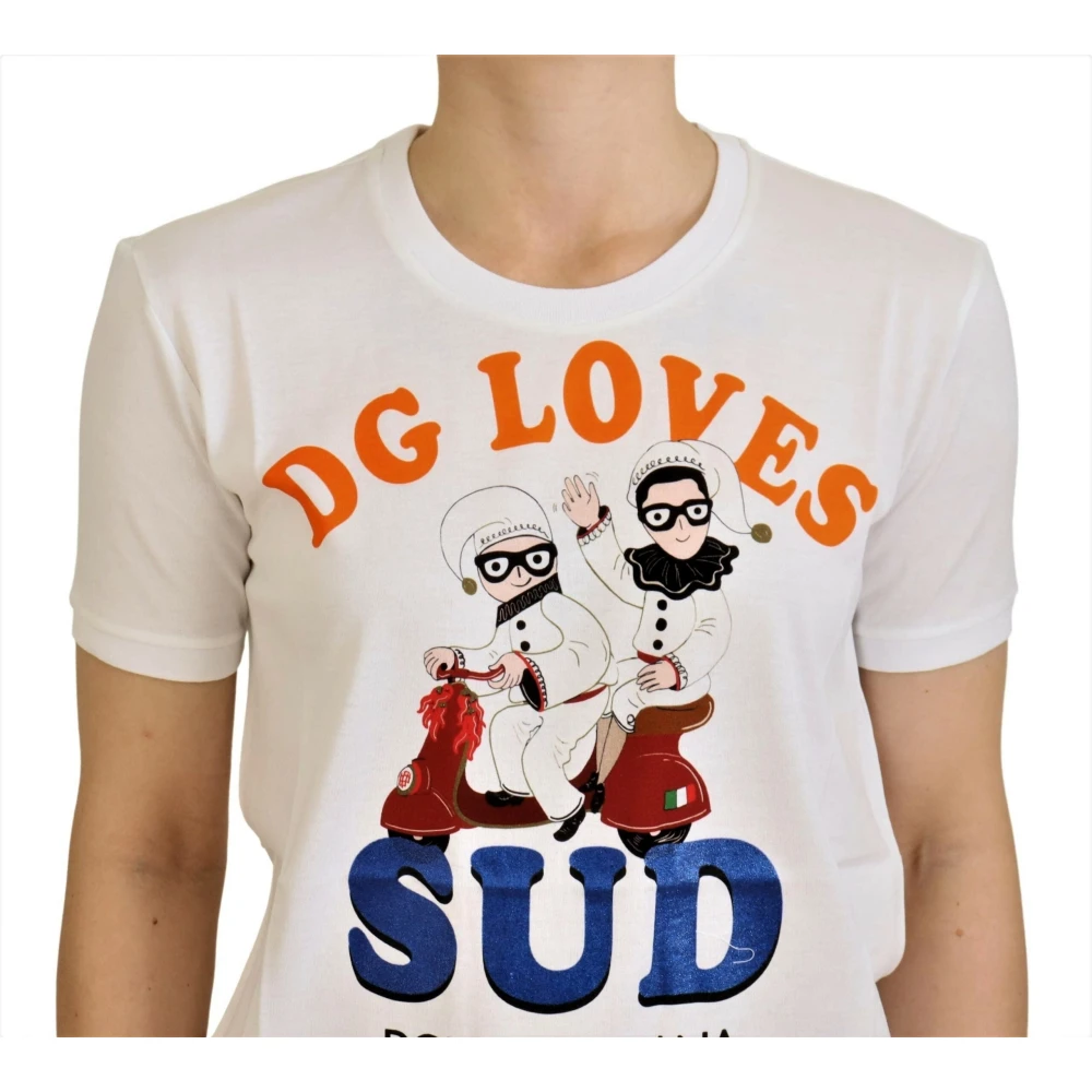 Dolce & Gabbana Wit katoenen DG Loves SUD T-shirt White Dames