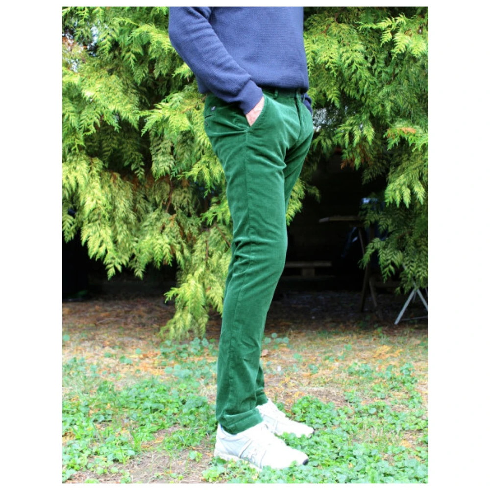 Mason's Slim Fit Fluweel Katoenen Chino Broek Green Heren