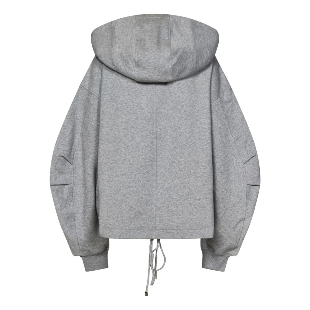 The Attico Grijze Zip-Up Hoodie met Verzamelde Details Gray Dames