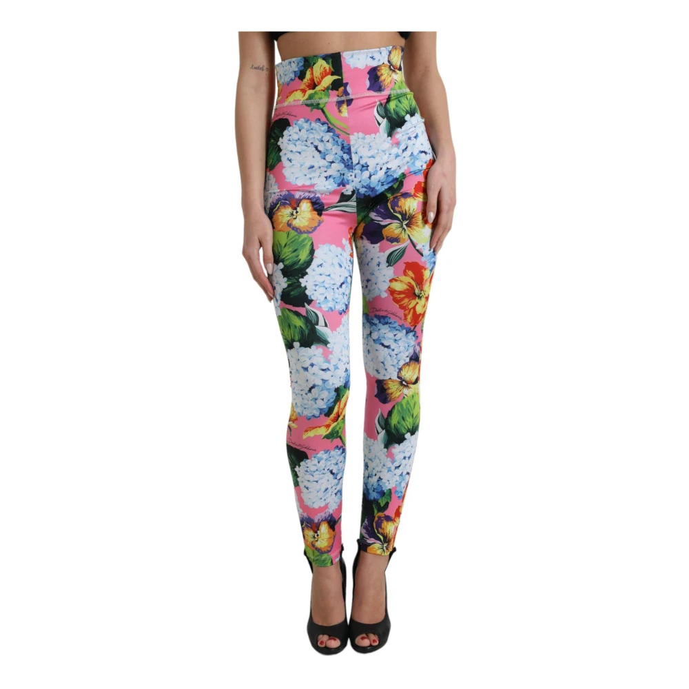 Dolce & Gabbana Women's Multicolor Leggings, S, Floral High Waist Leggings Trousers