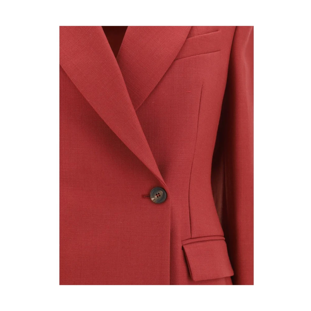 BRUNELLO CUCINELLI Wollen Blazerjas met Contrasterende Knopen Red Dames