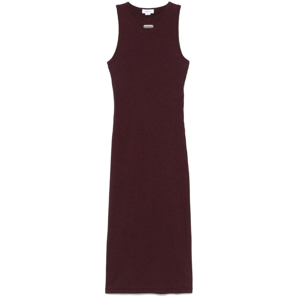 Alexander mcqueen Bordeaux Mouwloze Logo Jurk Red Dames
