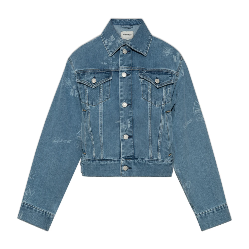 Carhartt WIP Grafische Stempel Denim Jack Blue Dames