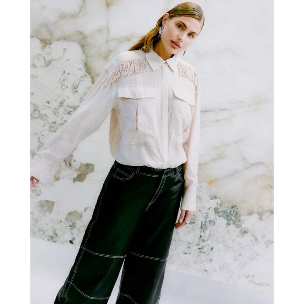 Copenhagen Muse Blouse Lange Mouw Shirt Beige Dames