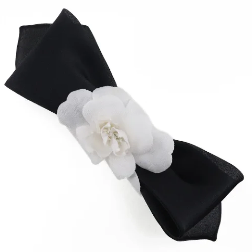Chanel Vintage Pre-owned Cotton hair-accessories Black Dames