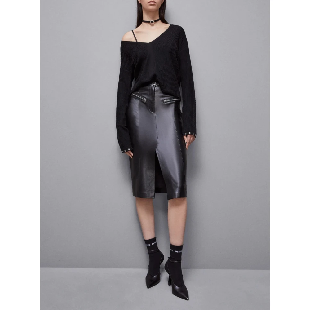 PATRIZIA PEPE Midi Ecoleer Rok Black Dames