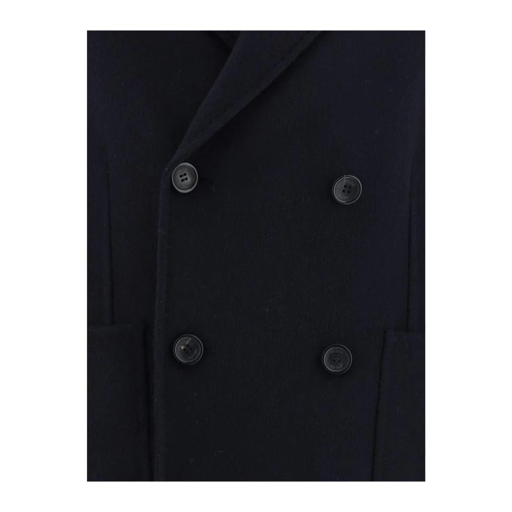Paltò Wollen jas met revers Monochroom patroon Blue Heren