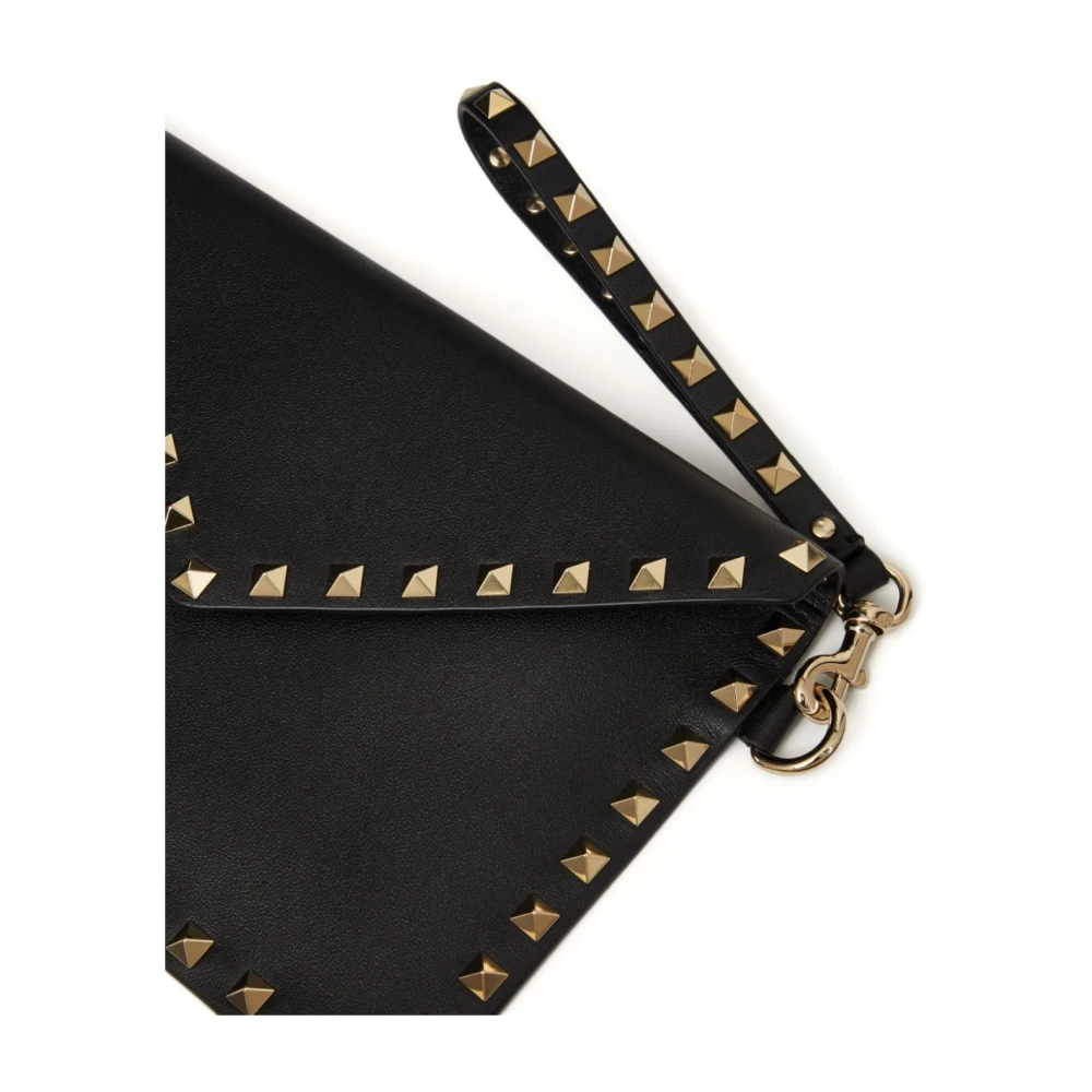 Valentino Garavani Zwarte Leren Studded Pouch Tas Black Dames