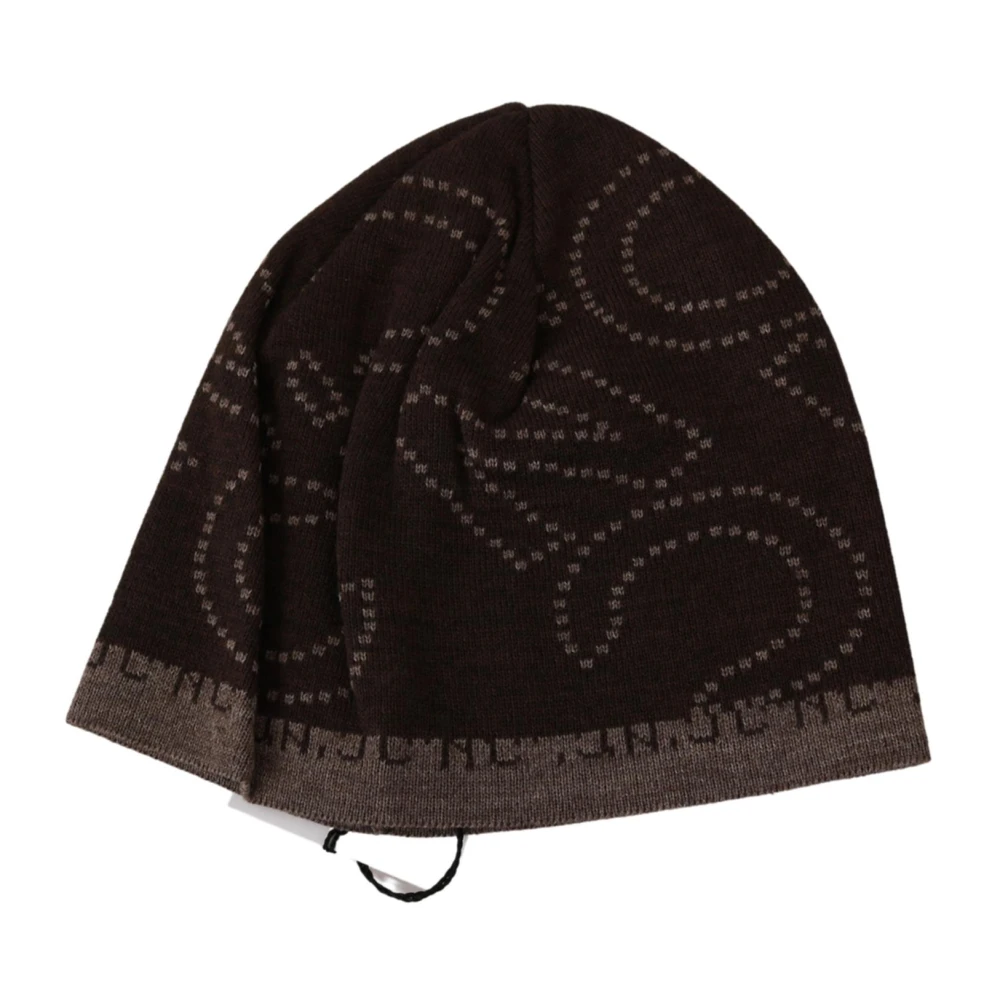 Costume National Men's Brown/Gray Beanie Hat Wool Acrylic