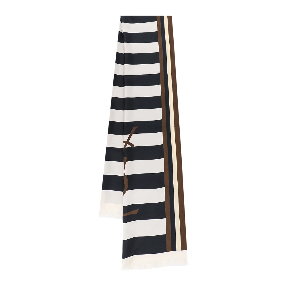 Saint Laurent Zijden Sjaal met Geometrische Print Brown Heren