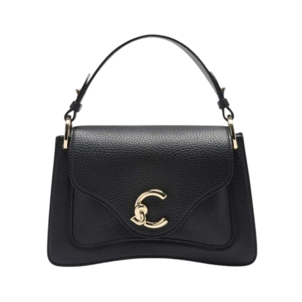 Coccinelle Women's Black Handbags, One Size, Small Hammered Leather Bag With Removable Strap