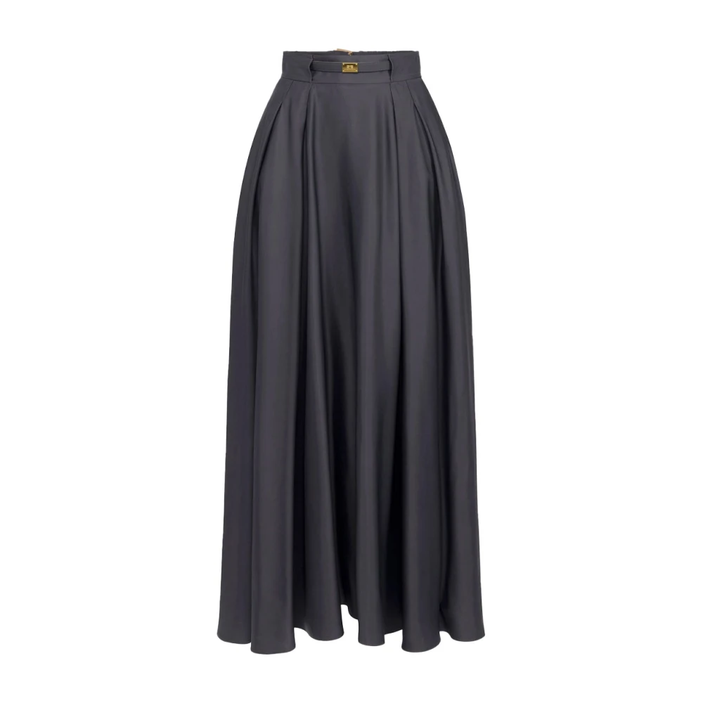 Elisabetta Franchi Viscose Wijd Uitlopende Rok Gray Dames