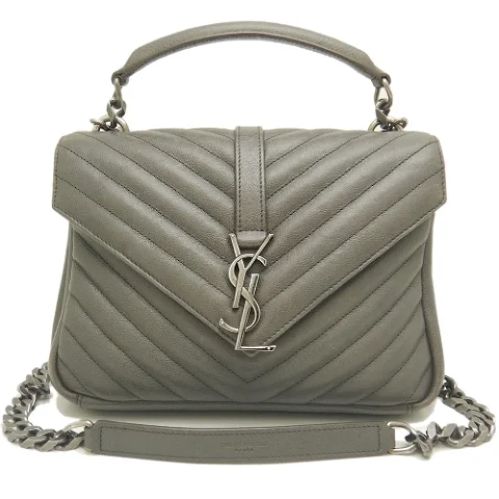 Yves Saint Laurent Vintage Pre-owned Leather handbags Gray Dames