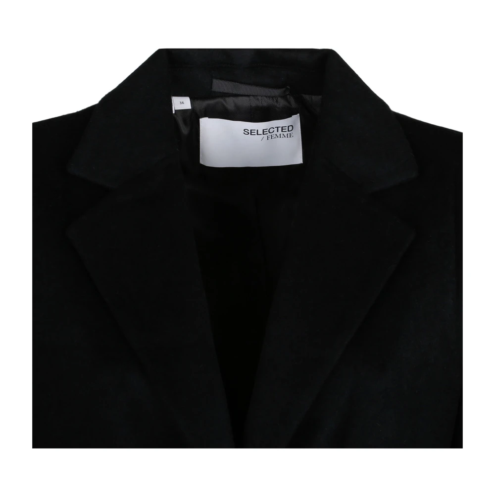 Selected Femme Zwarte enkellange jas Black Dames