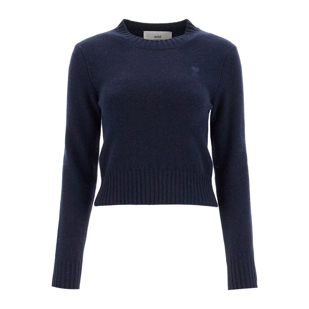 Ami Paris Kasjmier en wol ronde hals trui Blue Dames