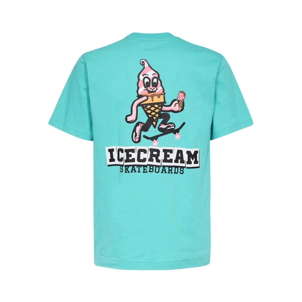 Icecream Katoenen T-shirt met Front Back Print Green Heren