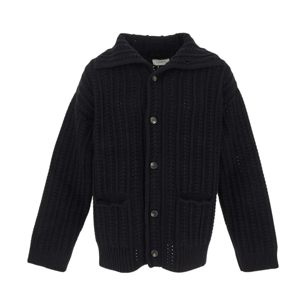 Laneus Wollen Gebreide Vest Black Heren