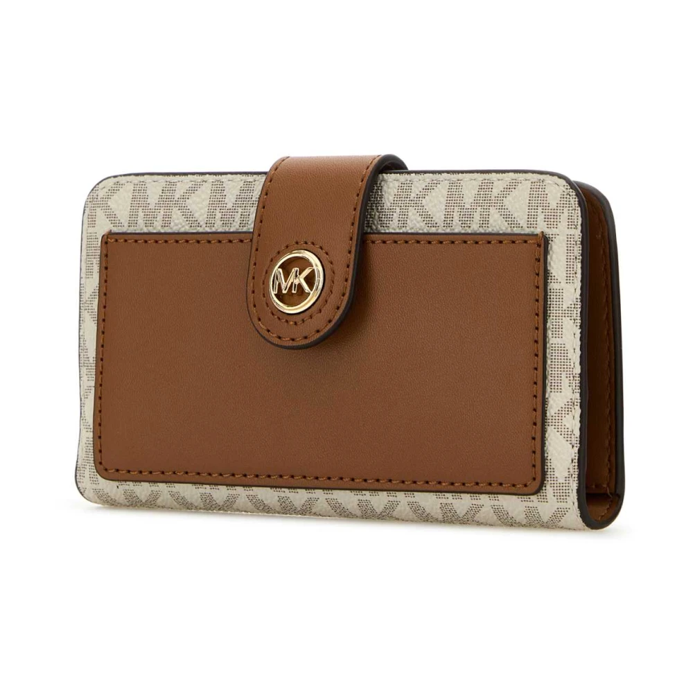 Michael Kors Stijlvolle bedrukte leren portemonnee Brown Dames