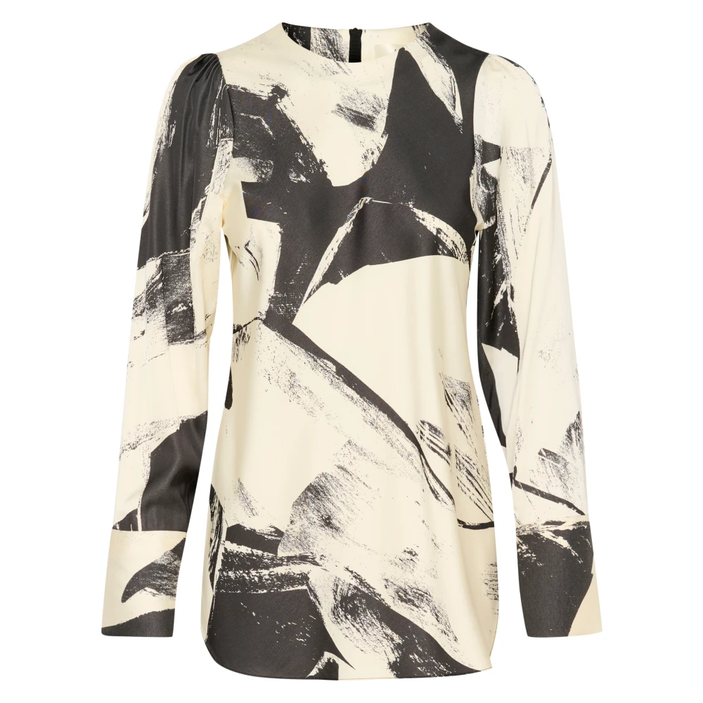 InWear Satijnen blouse met ronde hals White Dames