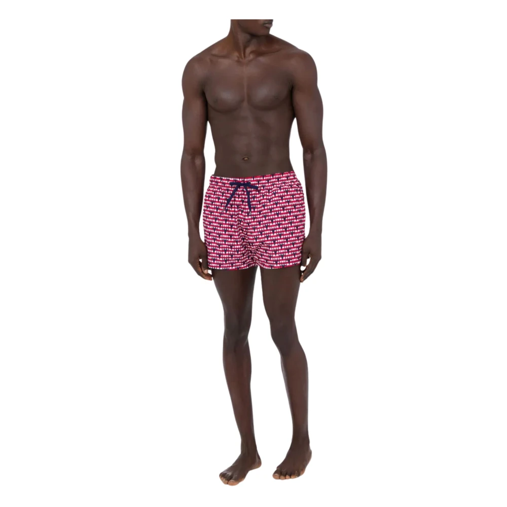 Moschino Grafische Print Strandkleding Rood Wit Blauw Multicolor Heren