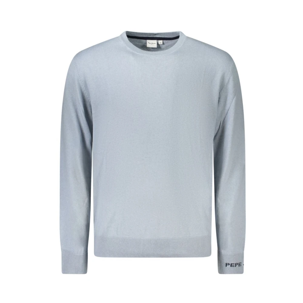 Pepe Jeans Men's Blue Cotton Sweater With Embroidery
