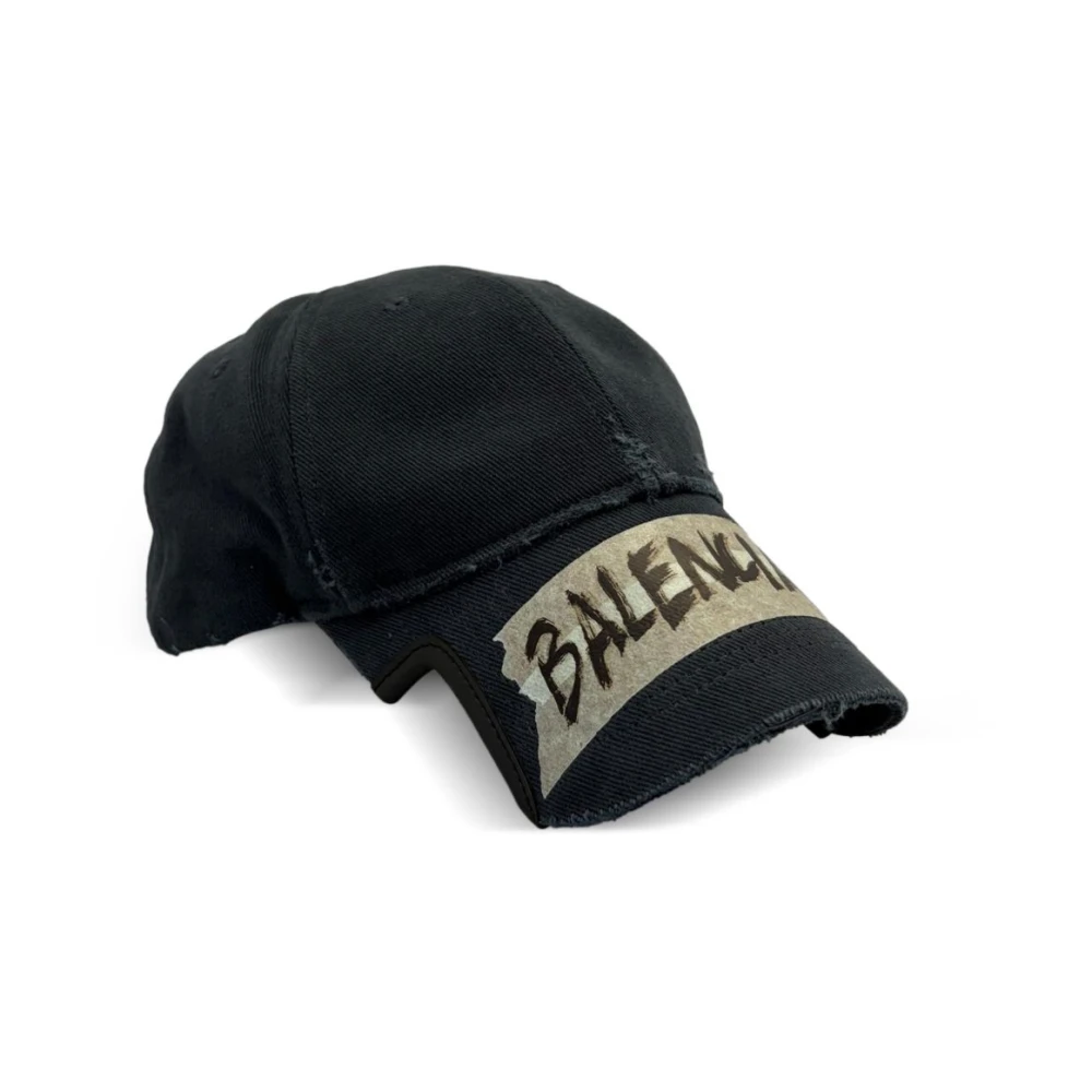 Balenciaga Men's Black Hats & Caps, L, Masking Tape Cap