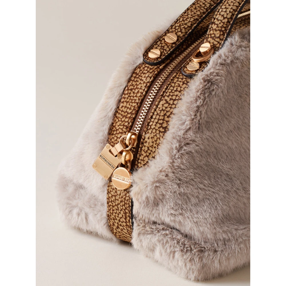Borbonese Nuvola Natuurlijke Schoudertas Beige Dames