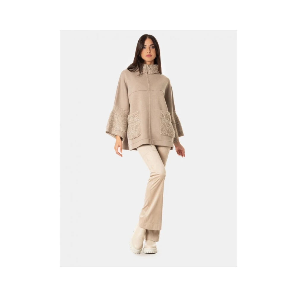 D.Exterior Hooded Gebreide Trui Hazelnoot Kleur Gray Dames