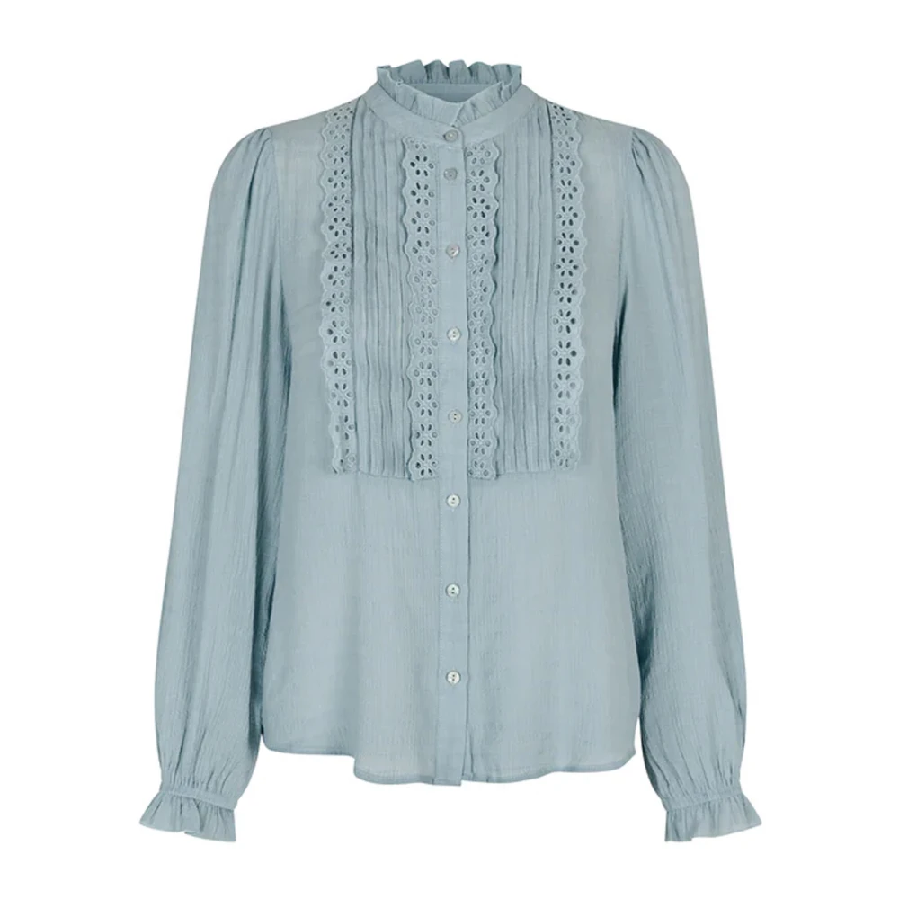 Lollys Laundry Romantische Blauwe Blouse met Ruchedetails Blue Dames