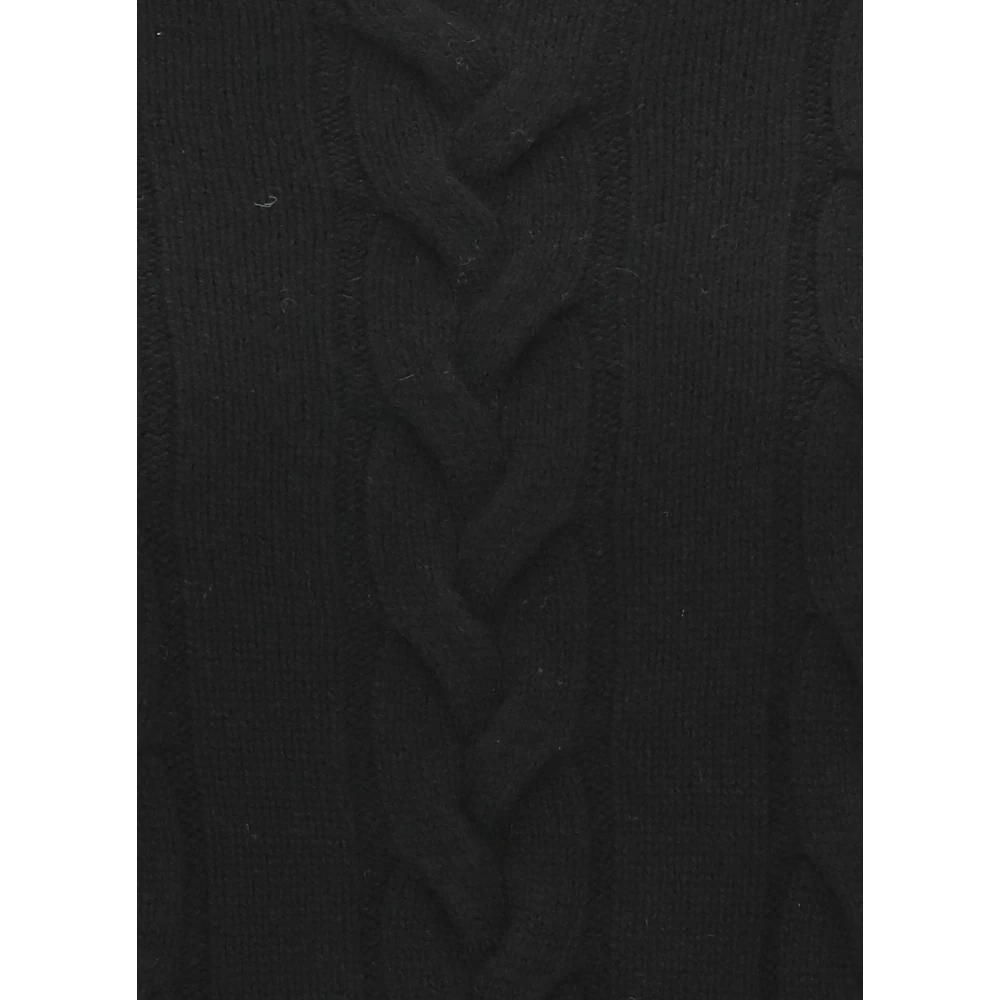 Kangra Zwarte Kasjmiertrui Ronde Hals Lange Mouwen Black Dames