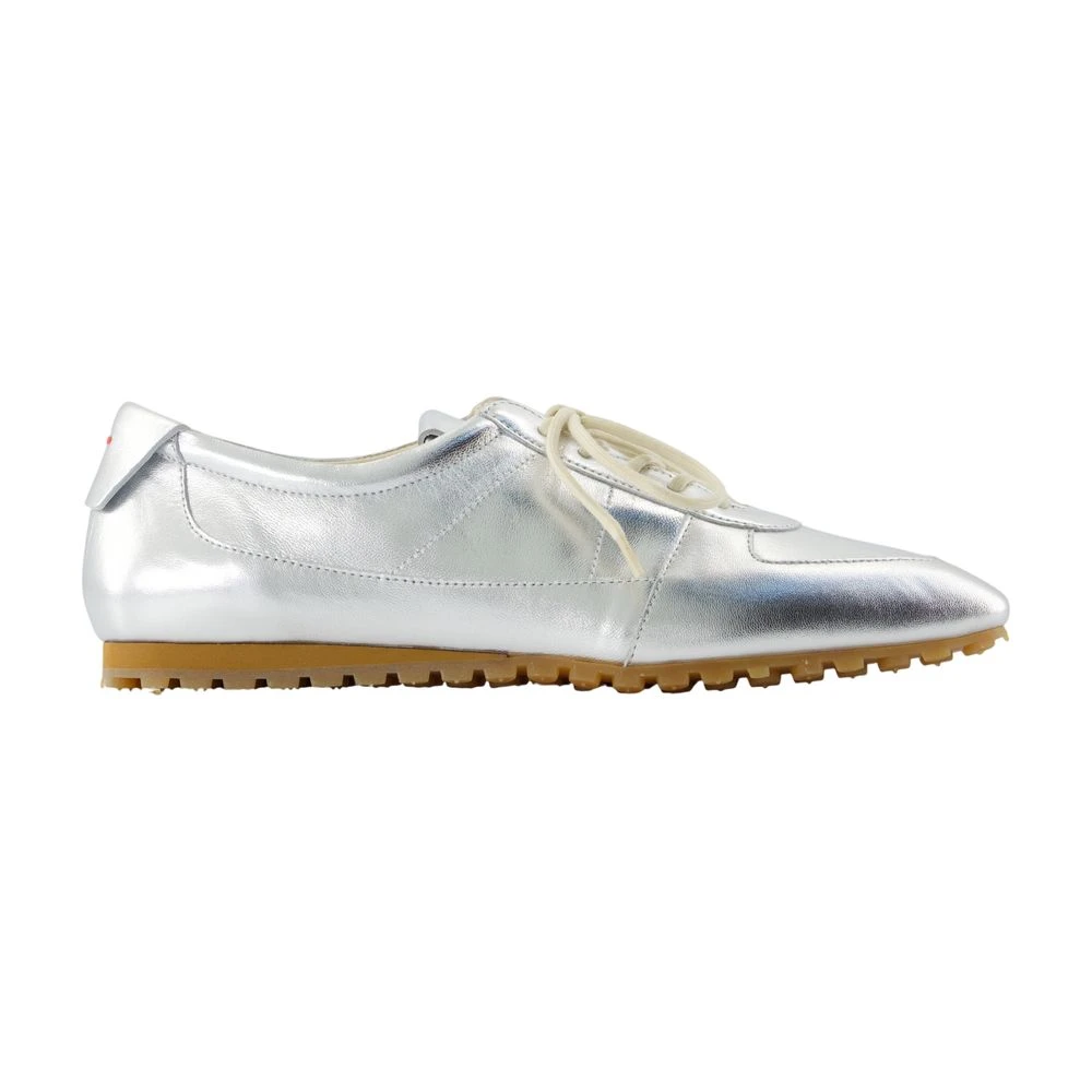 aeyde Uma Laminated Leather Sneakers Dames Schoenen Grijs