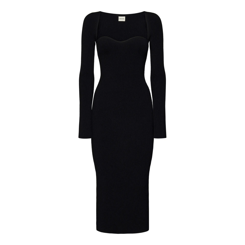 Khaite Zwarte Midi Jurk Aw24 Black Dames