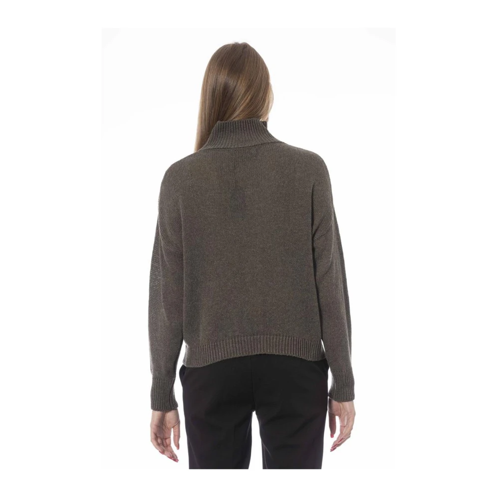 Baldinini Groene Viscose Trui met Vulkaan Kraag Green Dames