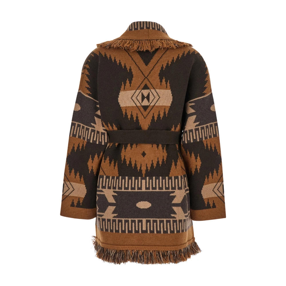 Alanui Icon Jacquard Cardigan in Koffie Brown Dames