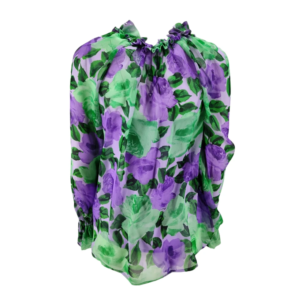 P.a.r.o.s.h. Bloemenfantasie Chiffon Blouse Green Dames