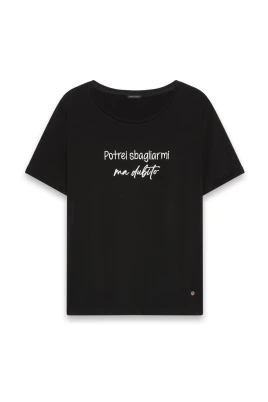Bomullst-shirt med ironisk slogan