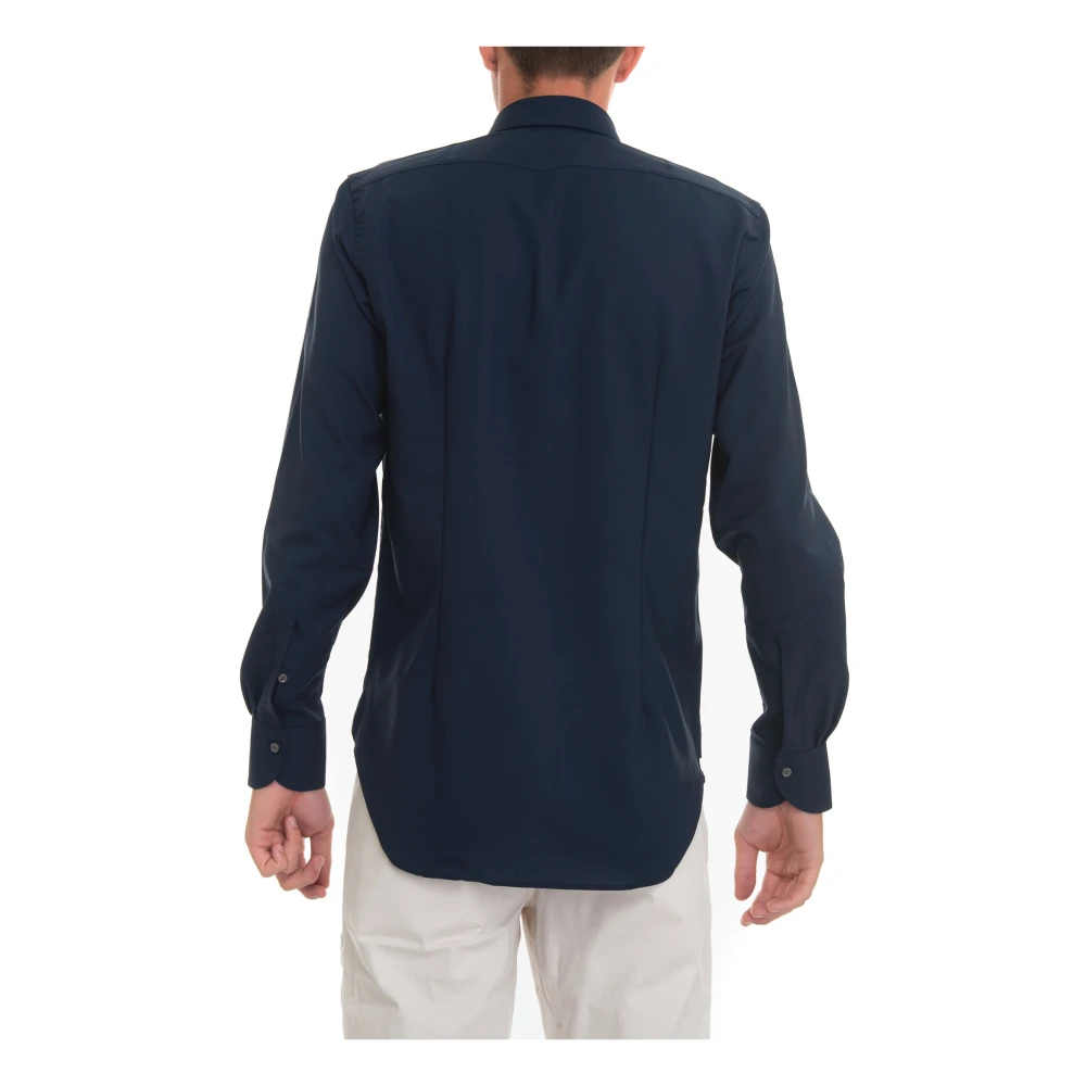 Càrrel Italiaanse Hals Slim Fit Wol Overhemd Blue Heren
