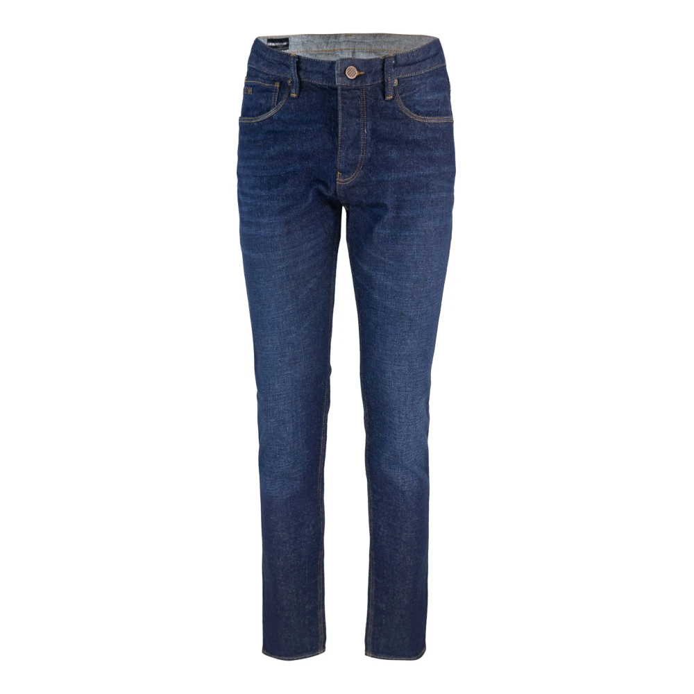Emporio Armani Jeans met lage taille en regular fit met knoopsluiting Blue Heren